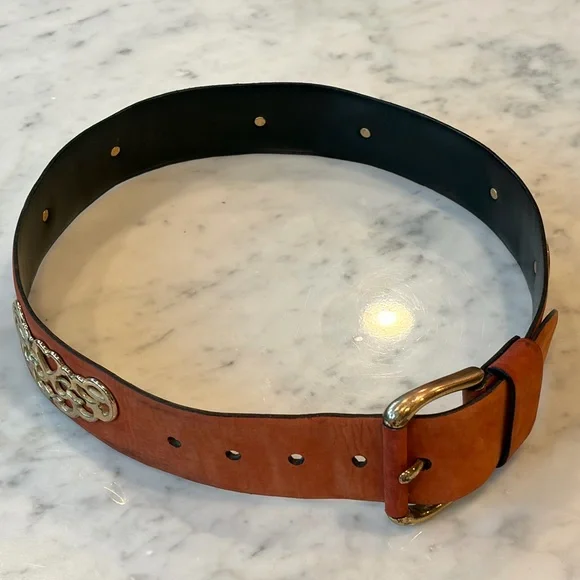 Jil Sander Suede Belt, ornate gold embellishments, suede/gold buckle, S, 26-30 - Picture 3 of 16